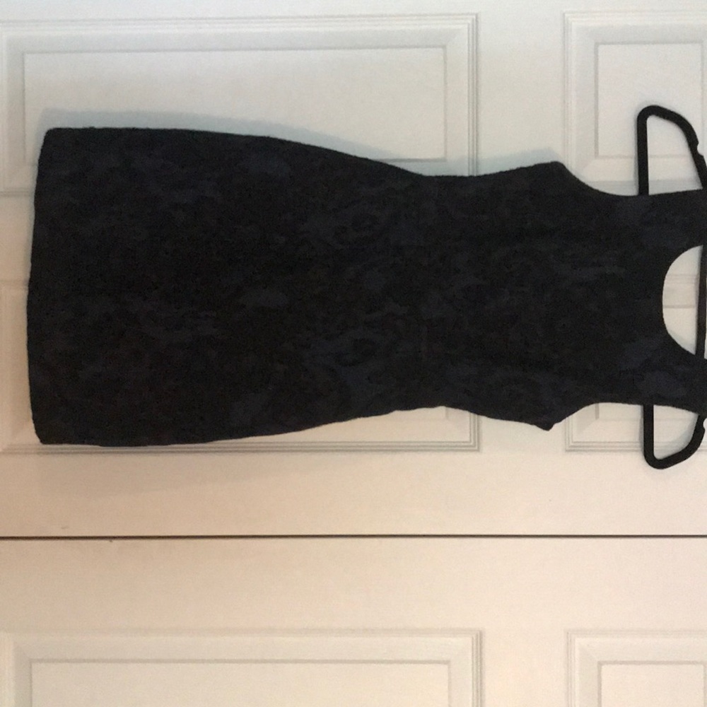 Cute black lace and blue dress!